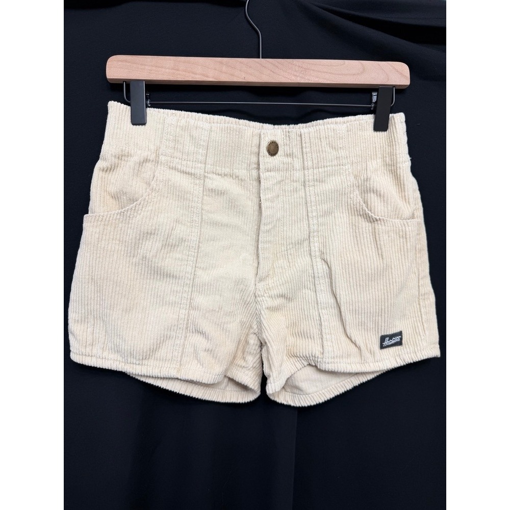 Hammies Original Corduroy Shorts Sand Beige High Waist Retro 70s Style Size 28